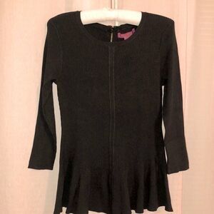 Catherine Malandrino M Green Peplum Knit Ribbed Crewneck Quarter Sleeve Sweater